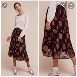 Black & bronze shimmer midi skirt - Anthropologie.